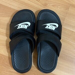 Nike Black Slide Sandals with White Logo